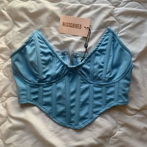 NWT Missguided Dusty Blue Pointed Corset Top